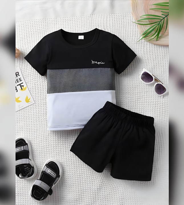 💫 Magic Color Block T-Shirt and Shorts Set 🧶