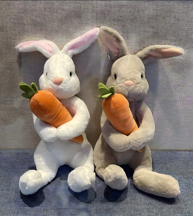 🐰 Cuddle Buddy Bunny with Carrot Plush – Snuggle Time Companion! 🌱